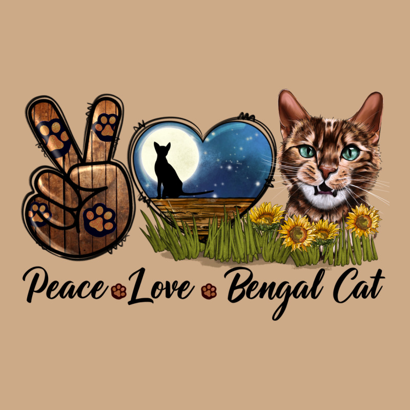 Peace Love Bengal Cat Head Vintage Hoodie by LillyAllenDesigns | Teevron