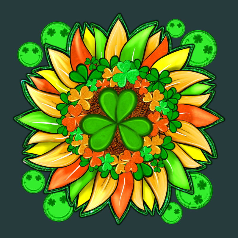 Sunflower With St Patricks Smiley Face And Shamrock With Glitter Premium Hoodie by Artiststas | Teevron