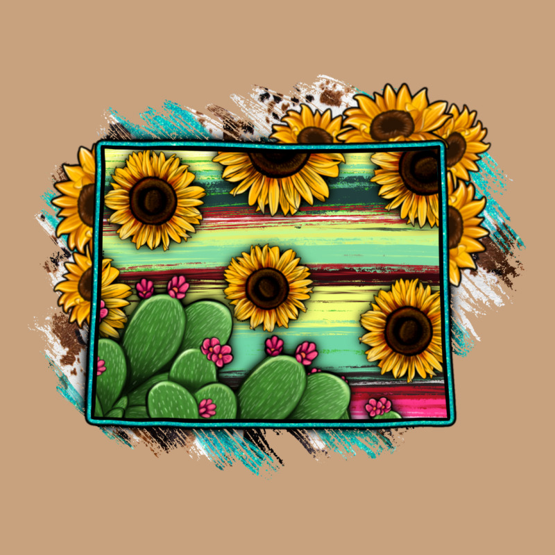 Wyoming Map Sunflower Cactus Serape Vintage Tee by RanaPortraitStore | Teevron