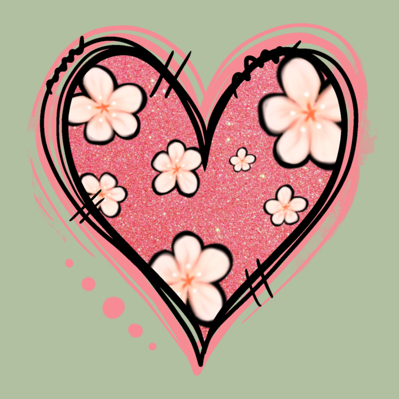 Floral Pink Glitter Heart Urban Hoodie by Jasminsmagicworld | Teevron