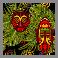 African Masks And Monstera Leaf Seamless Pattern Vintage Tee | Teevron