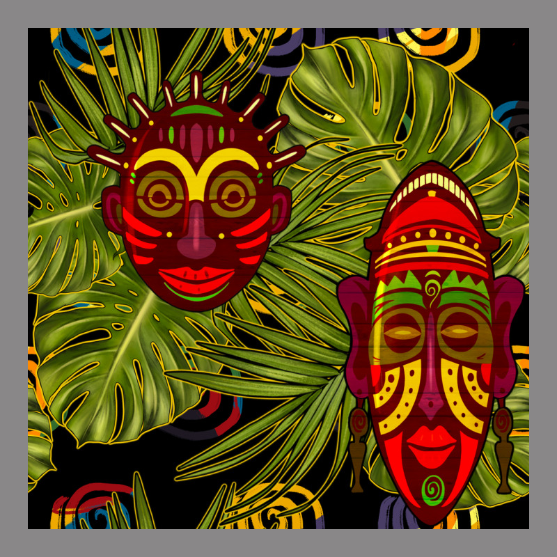 African Masks And Monstera Leaf Seamless Pattern Vintage Tee by BundleAndBundleShop | Teevron