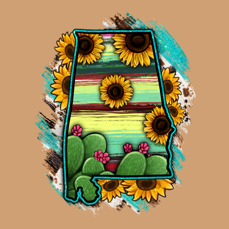 Alabama Map Sunflower Cactus Serape Vintage Tee by RanaPortraitStore | Teevron