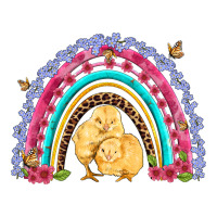 easter flowers and butterfly with chicks rainbow | Teevron