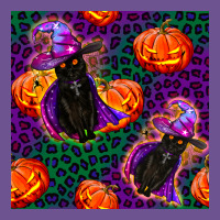 Witchy Cat And Pumpkins Seamless Paternal Vintage Tee | Teevron