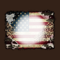 American Flag Cowhide Leopard Bleach Effect Heavy Core Tee | Teevron