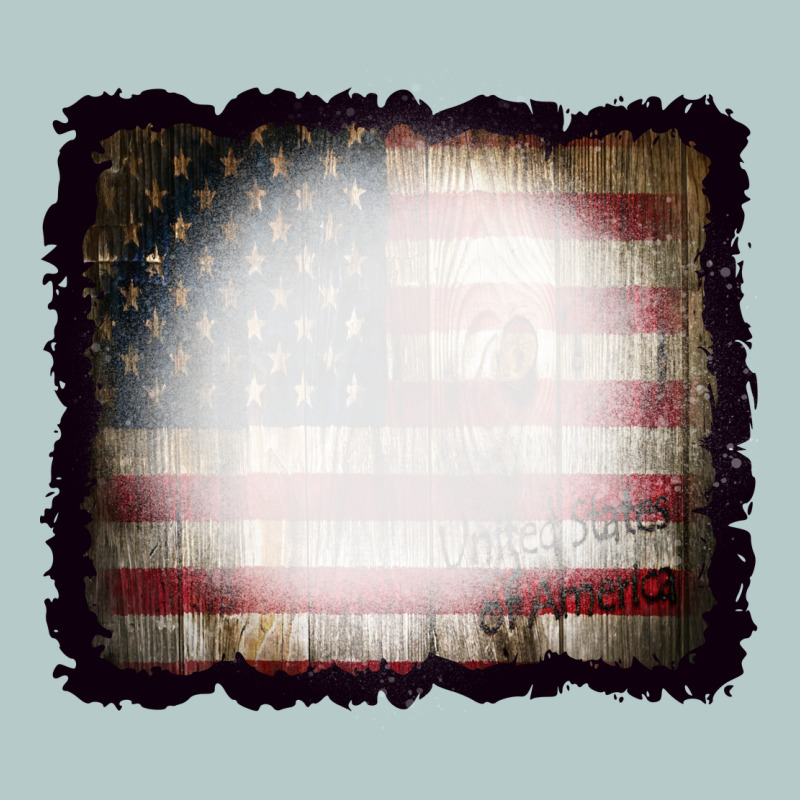 America Wood Flag With Bbeach Effect Heavy Core Tee by CowCowDesign | Teevron