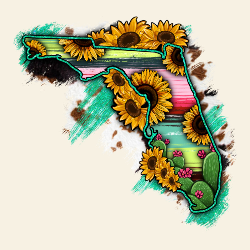 Florida Map Sunflower Cactus Serape Vintage Tee by RanaPortraitStore | Teevron