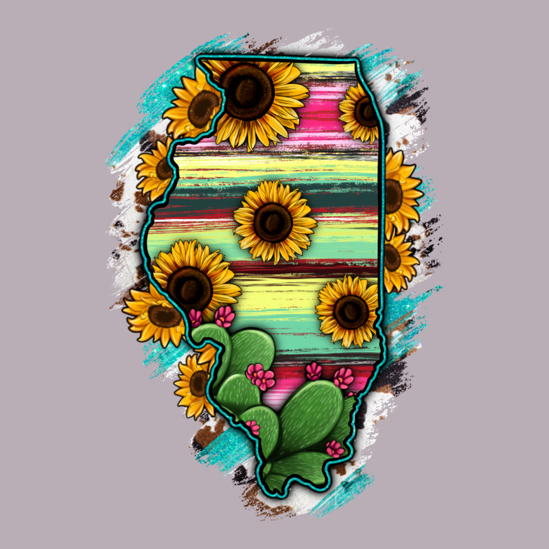 Illinois Map Sunflower Cactus Serape Vintage Tee by RanaPortraitStore | Teevron