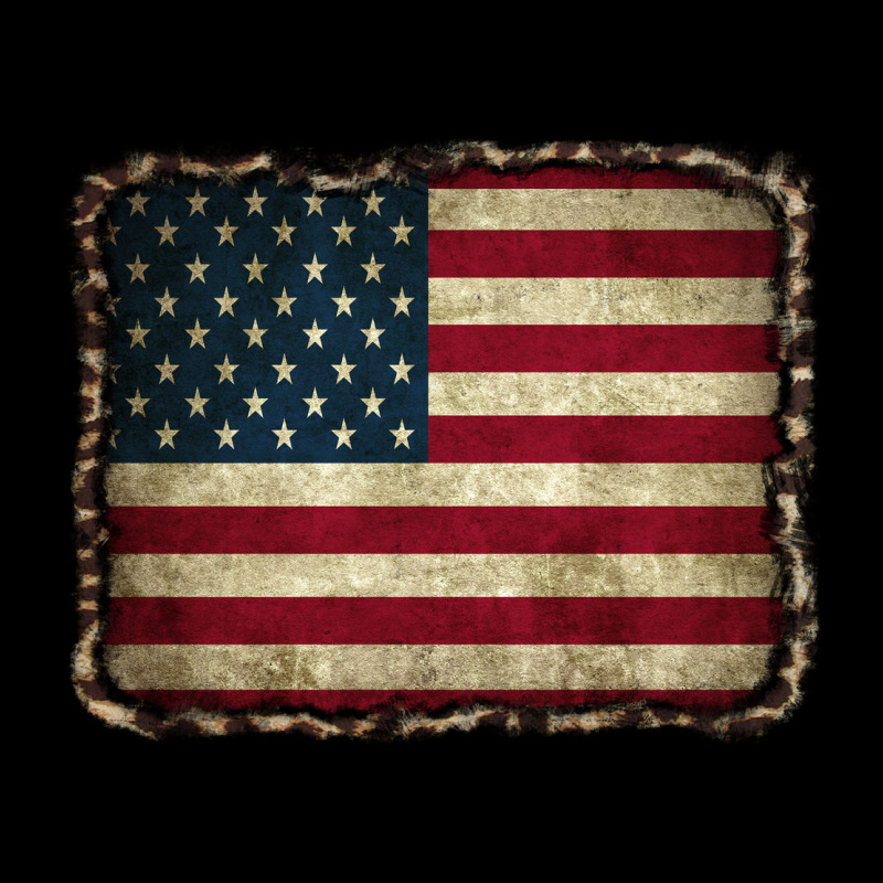 American Flag With Leopard Frame Heavy Core Tee by CowCowDesign | Teevron