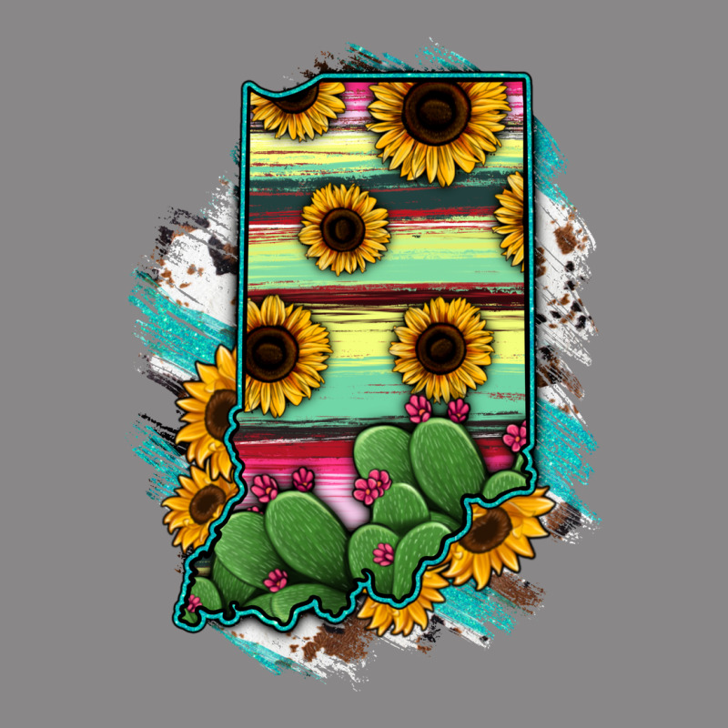 Indiana Map Sunflower Cactus Serape Vintage Tee by RanaPortraitStore | Teevron