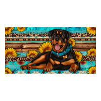 rottweiler with sunflowers license plate | Teevron