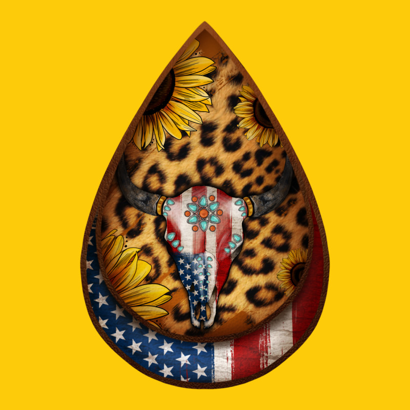 American Sunflower Bullskull Teardrop Earrings Premium Hoodie by Jasminsmagicworld | Teevron
