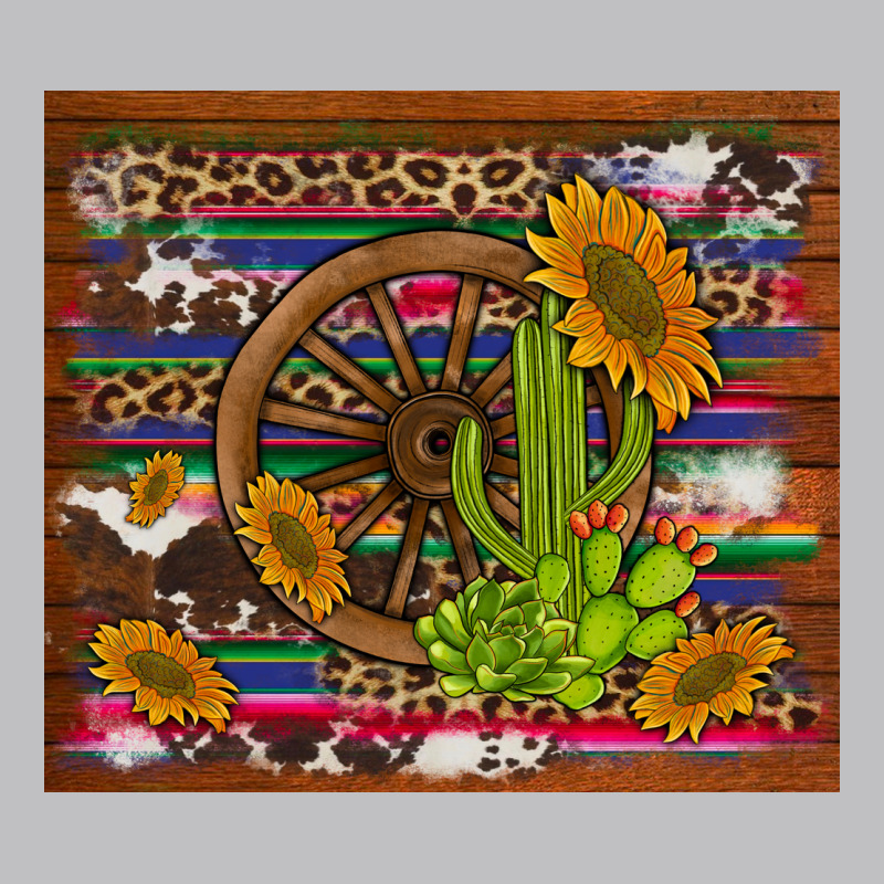 Cactus And Sunflowers With Old Wheel Serape Leopard Cowhide Background Classic Tee by Artiststas | Teevron
