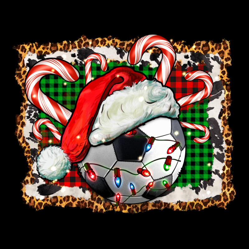 Soccer Ball Christmas With Hat And Candy Cane Ladies Tee by FaDigitalArtStudio | Teevron