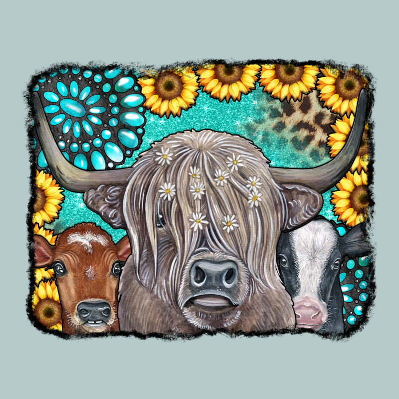 Cows Glitter Turquoise Leopard Sunflowers Heavy Core Tee by CowCowDesign | Teevron