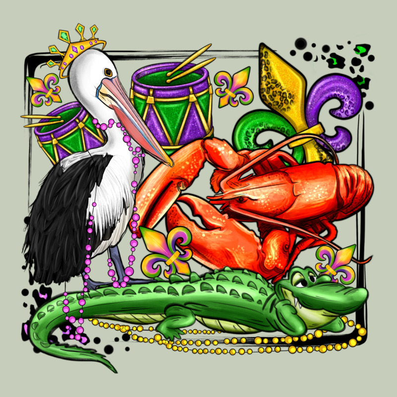 Mardi Gras Pelican Crawfish Crocodile Classic Tee by OliviaCreatesArt | Teevron