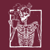 Distressed Skeleton Vintage Smiling Skull Drinking Coffee Long Sleeve Tee | Teevron