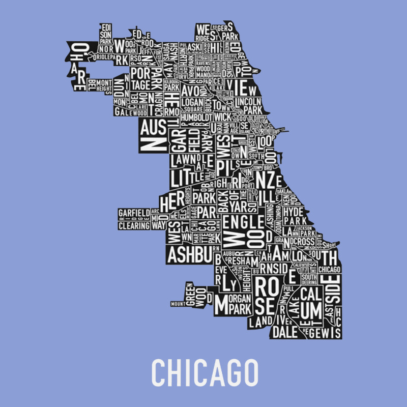 Chicago Typography Neighborhood Map Long Sleeve Tee by artisFamous | Teevron