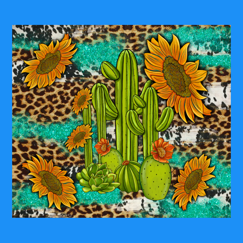 Cactus And Sunflowers Turquoise Leopard Cowhide Classic Tee by Artiststas | Teevron