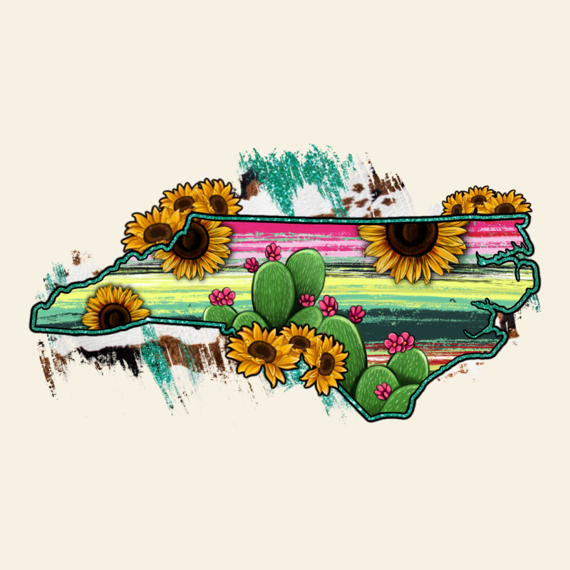 North Carolina Map Sunflower Cactus Serape Vintage Tee by RanaPortraitStore | Teevron