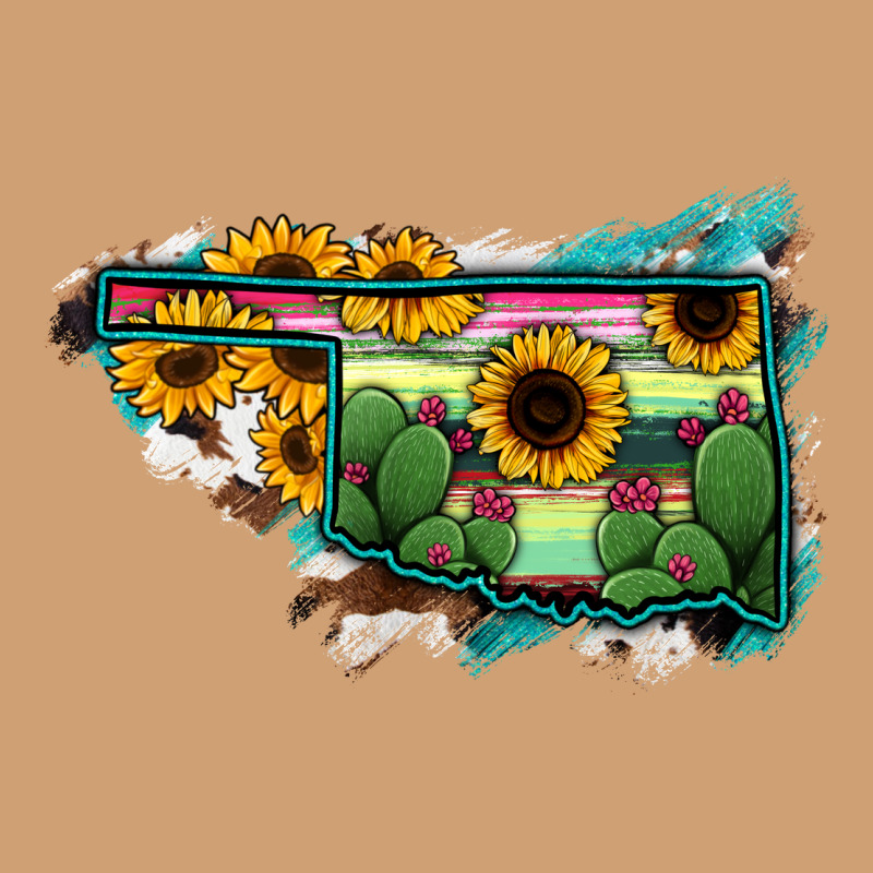 Oklahoma Map Sunflower Cactus Serape Vintage Tee by RanaPortraitStore | Teevron