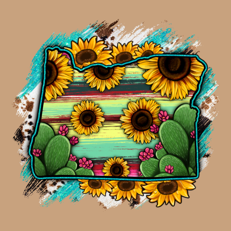Oregon Map Sunflower Cactus Serape Vintage Tee by RanaPortraitStore | Teevron