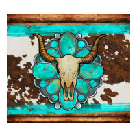 bull skull and turquoise cowhide tumbler | Teevron