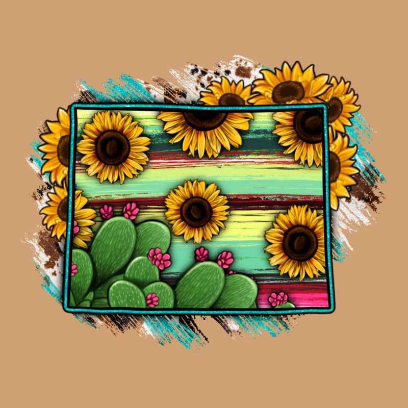 Wyoming Map Sunflower Cactus Serape Vintage Tee by RanaPortraitStore | Teevron