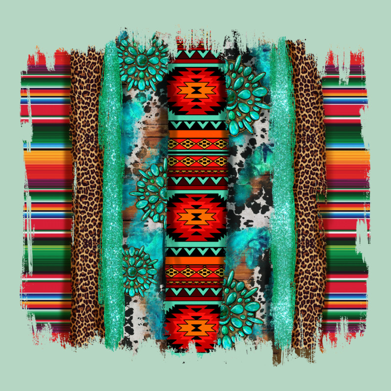 Serape Aztec Leopard And Turquoise Glitter With Gemstone Brushstroke Classic Tee by Artiststas | Teevron