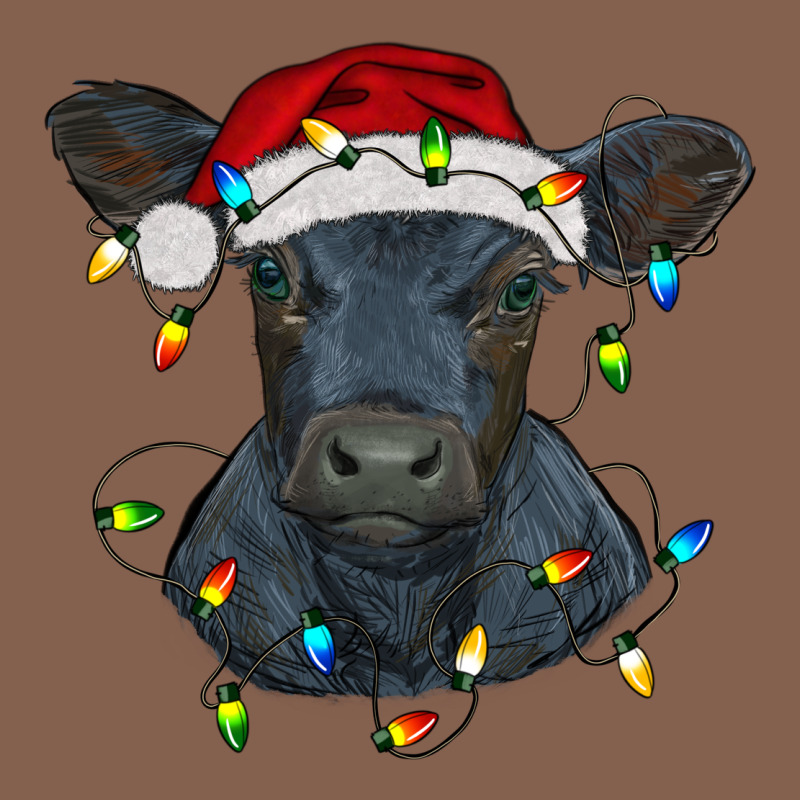 Christmas Baby Black Angus Calf With Lights Zipper Hoodie by RanaPortraitStore | Teevron