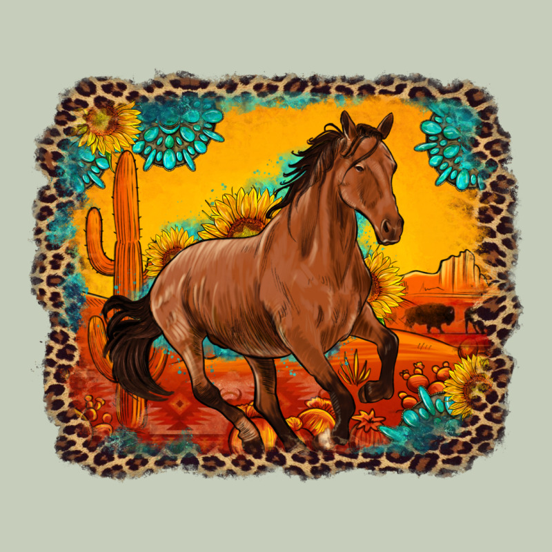 Horse With Sunflowers Turquoise Gemstone Western Sunset Leopard Backgr Classic Tee by Artiststas | Teevron