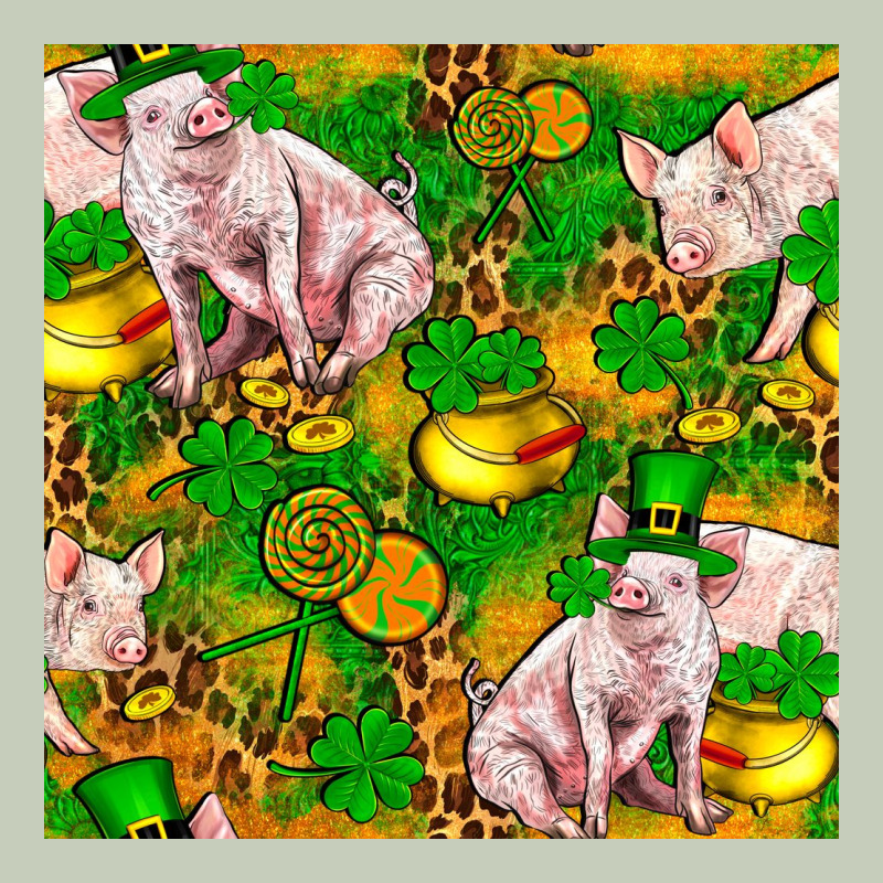 St Patricks  Day Pig With Candy And Pot Of Gold  Seamless Pattern Ladies Tee by FaDigitalArtStudio | Teevron
