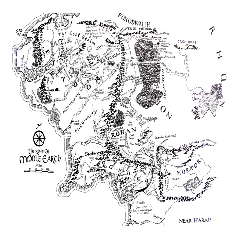 Middle Earth Map [tw] Long Sleeve Tee by linhVisuals | Teevron