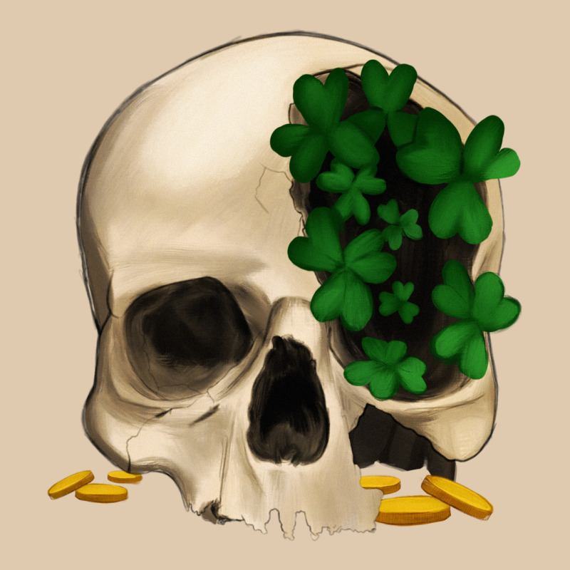 St Patrick's Day Skull With Clovers Heavyweight Sweatshirt by Jasminsmagicworld | Teevron