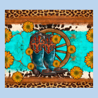 Cowboy Boots And Sunflowers Turquoise Leopard Background Classic Tee | Teevron