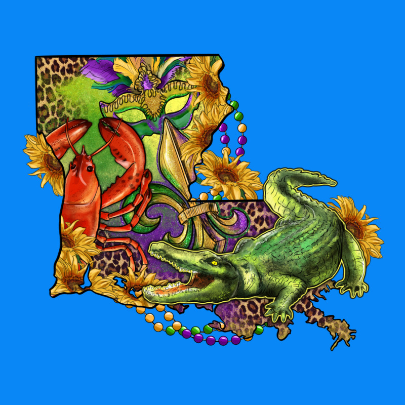 Louisiana Map With Mardi Gras Crocodile Zipper Hoodie by RanaPortraitStore | Teevron