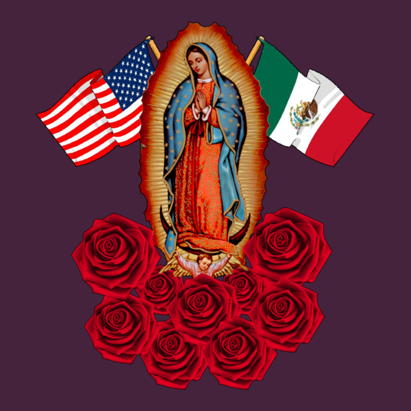 Our Lady Virgen De Guadalupe Mexican American Flag Holiday Long Sleeve Tee by linhVisuals | Teevron