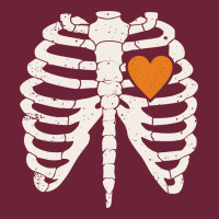 Skeleton Rib Case Orange Pumpkin Heart Vintage Halloween Anatomy Costu Long Sleeve Tee | Teevron