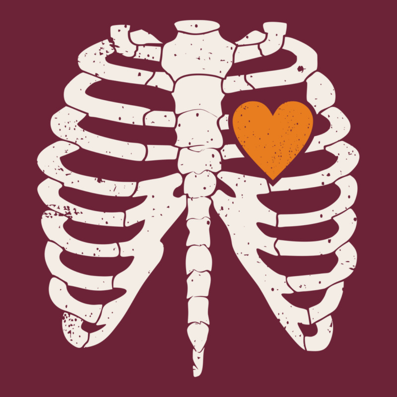 Skeleton Rib Case Orange Pumpkin Heart Vintage Halloween Anatomy Costu Long Sleeve Tee by linhVisuals | Teevron