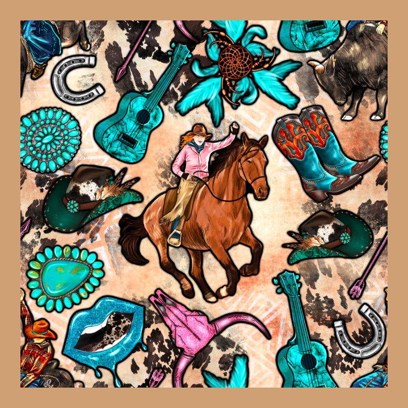 Western Cowgirl Seamless Pattern Vintage Tee by BundleAndBundleShop | Teevron