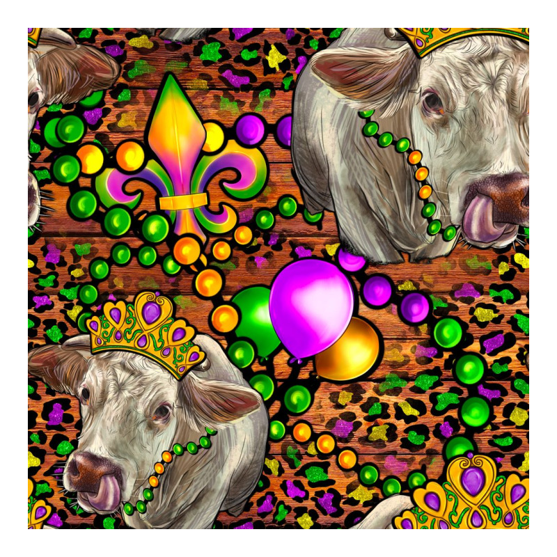 Mardi Gras Cow Leopard Seamless Pattern Premium Tee by FaDigitalArtStudio | Teevron