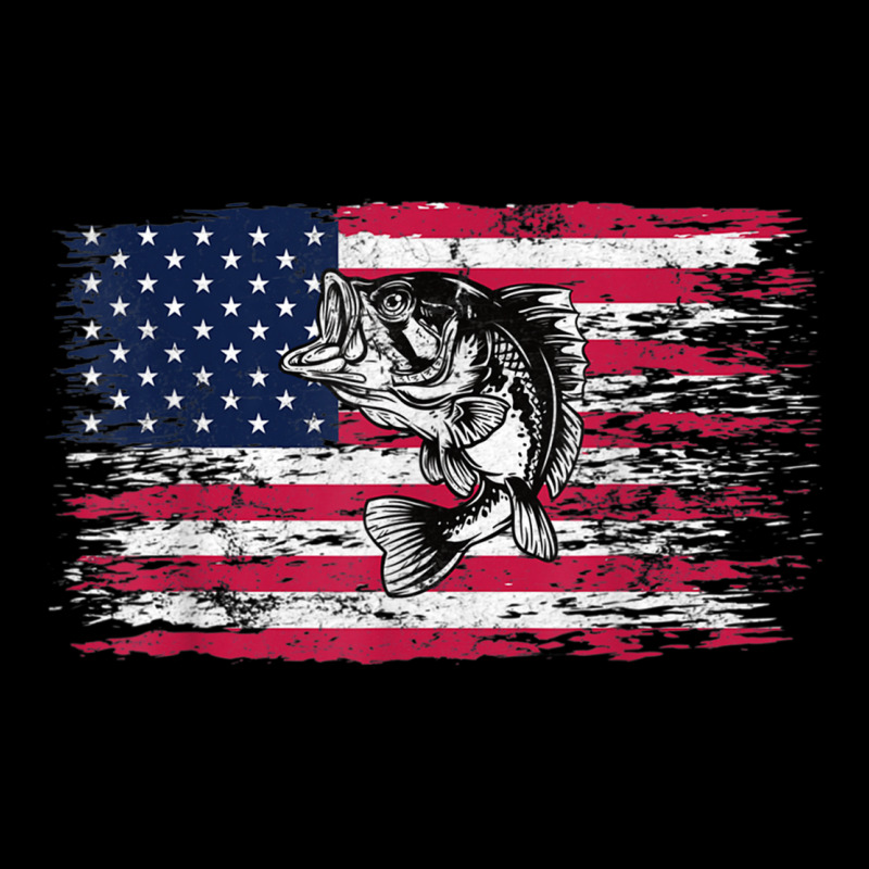 Bass Fishing Distressed American Flag Essential Long Sleeve Tee by linhVisuals | Teevron