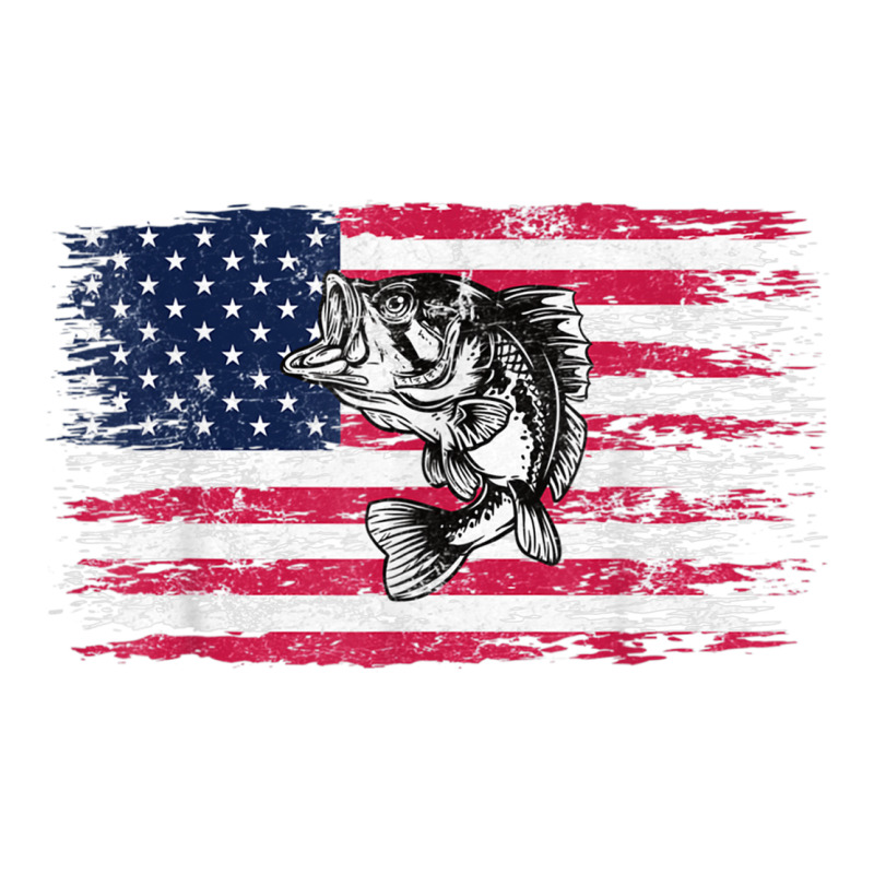 Bass Fishing Distressed American Flag Essential Long Sleeve Tee by linhVisuals | Teevron
