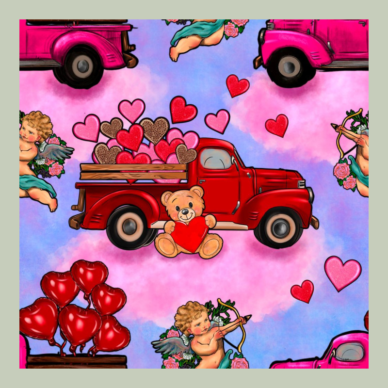 Valentines Day Truck And Cupid In The Sky Seamless Pattern Ladies Tee by BundleAndBundleShop | Teevron