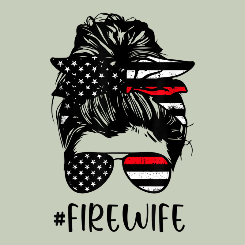 Fire Wife Messy Bun Firefighter Wife Thin Red Line Husband Long Sleeve Tee by linhVisuals | Teevron