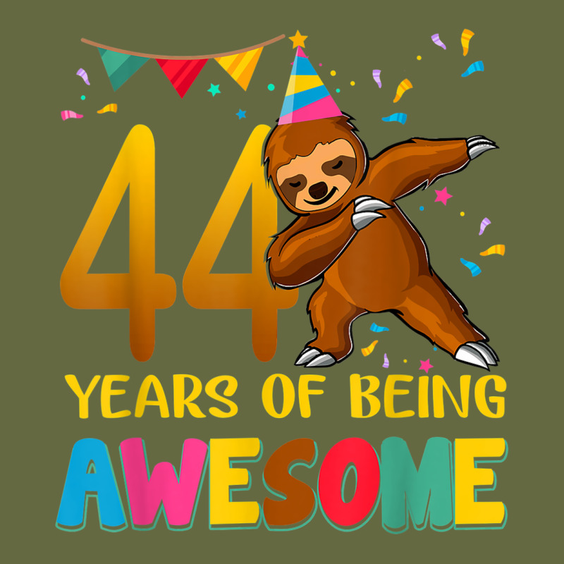 44 Years Old Birthday Sloth Dabbing 44th Birthday Sloth Long Sleeve Tee by linhVisuals | Teevron