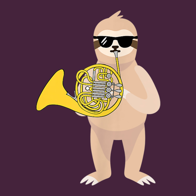 Funny Sloth Wearing Sunglasses Playing French Horn Long Sleeve Tee by linhVisuals | Teevron