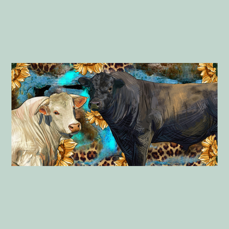Charolais And Black Angus Bull With Sunflower And Leopard Zipper Hoodie by RanaPortraitStore | Teevron