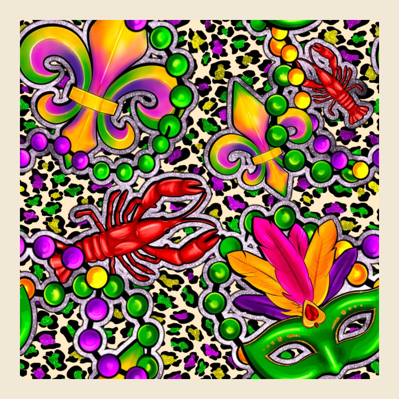 Mardi Gras Crawfish Leopard  Seamless Pattern Premium Tee by FaDigitalArtStudio | Teevron